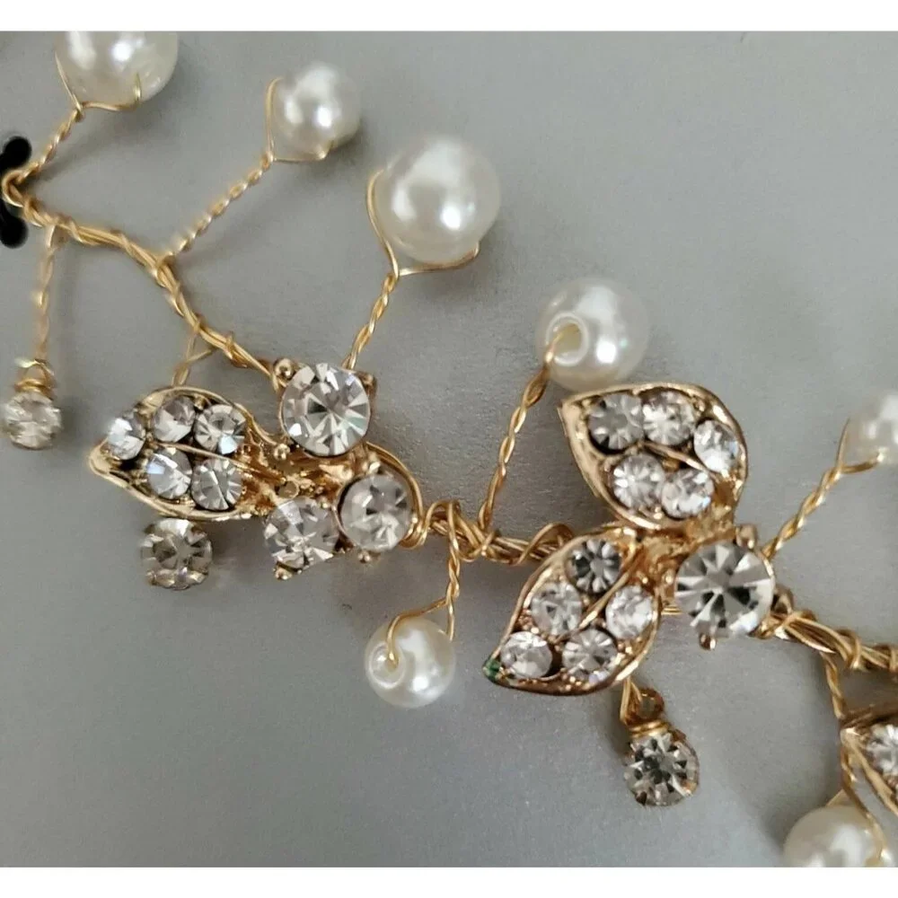 INC International Concepts Headband Gold White Imitation Pearl Crystal hair band
